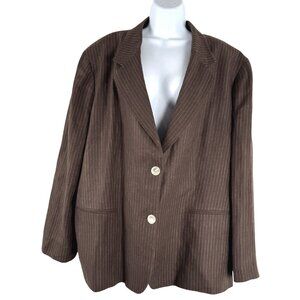 Lauren Ralph Lauren Linen Blazer Jacket‎ Womens 22W Brown Striped CJ-2014
